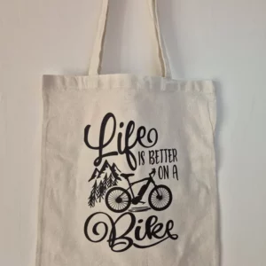 tote bag " la vie est meilleur à vélo"