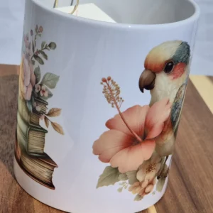 mug livre et oiseau